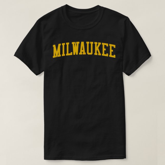 Milwaukee WI Varsity Style Brew City Throwback Yel T-Shirt (Design Front)