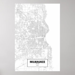 Milwaukee, Wisconsin (black on white) Poster