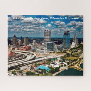 Milwaukee Wisconsin. Christmas Greetings Jigsaw Puzzle