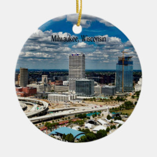 Milwaukee, Wisconsin cityscape Ceramic Ornament