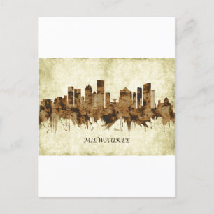 Milwaukee Wisconsin Cityscape Holiday Postcard