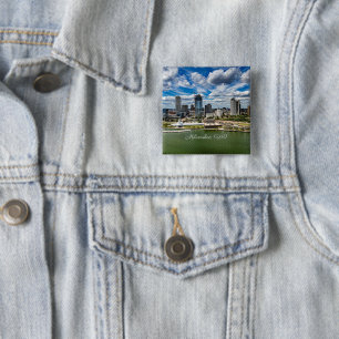 Milwaukee, Wisconsin cityscape photograph, 15 Cm Square Badge