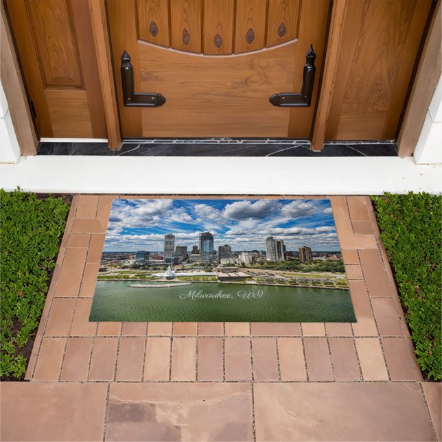 Milwaukee, Wisconsin cityscape photograph, Doormat (Outdoor)