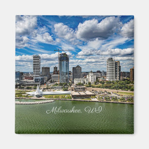 Milwaukee, Wisconsin cityscape photograph, Magnet