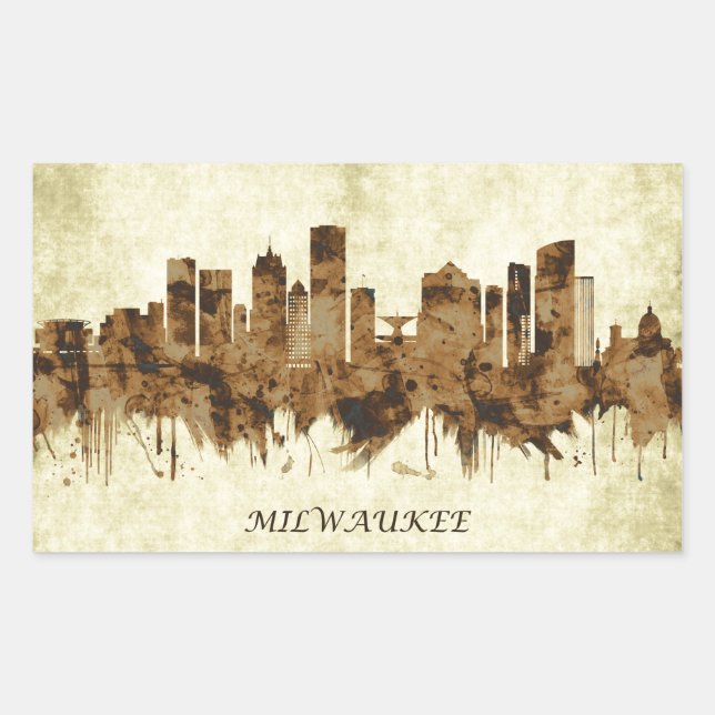 Milwaukee Wisconsin Cityscape Rectangular Sticker (Front)