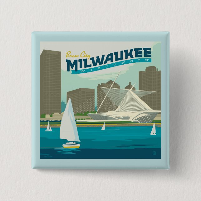 Milwaukee Wisconsin Harbour | Brew City 15 Cm Square Badge (Front)
