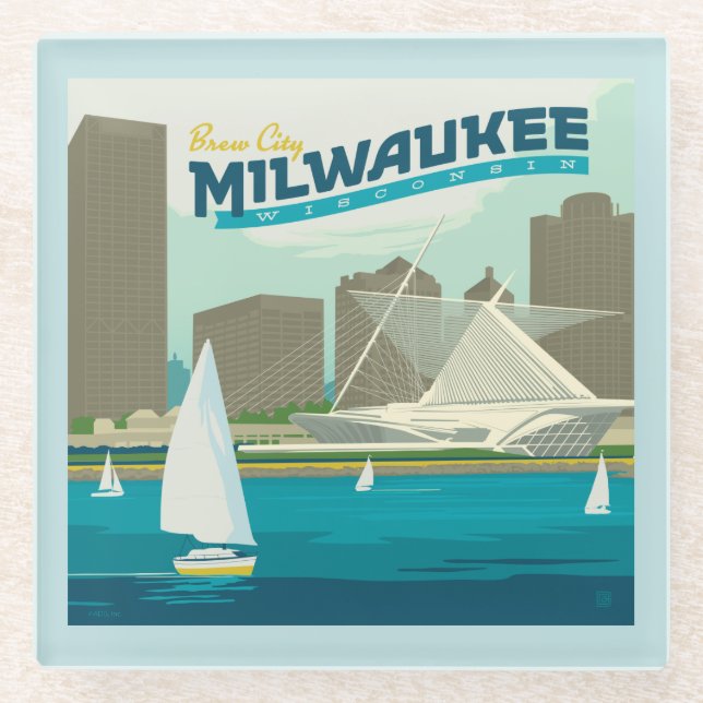 Milwaukee Wisconsin Harbour | Brew City Glass Coaster (Front)