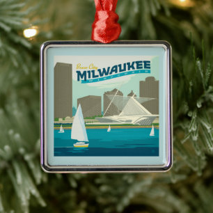 Milwaukee Wisconsin Harbour   Brew City Metal Ornament