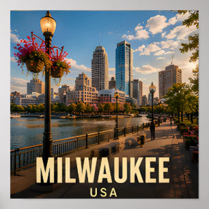 Milwaukee Wisconsin Harbour Travel Gift Poster