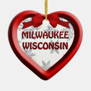 Milwaukee Wisconsin Heart Christmas Ornament