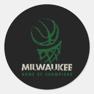 Milwaukee Wisconsin Home Of Champions - Basketball Classic Round Sticker