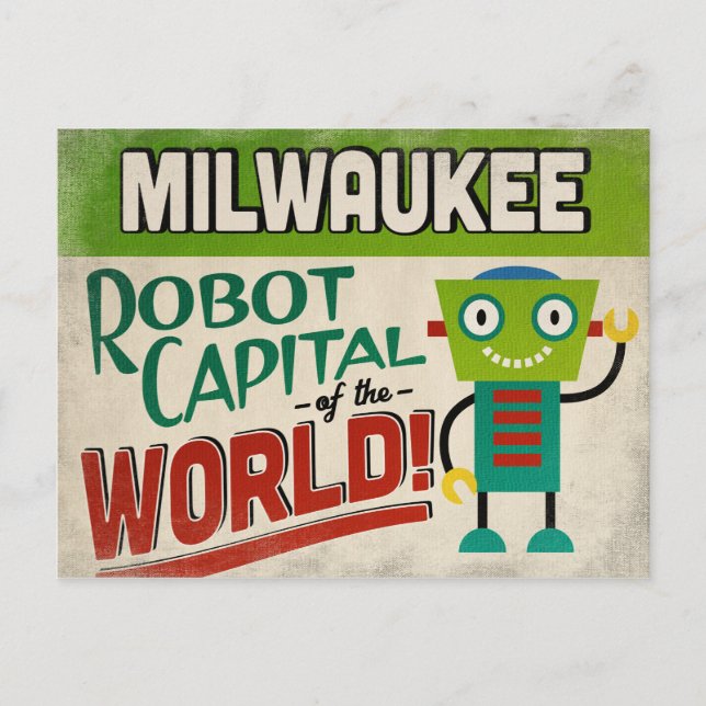 Milwaukee Wisconsin Robot - Funny Vintage Postcard (Front)