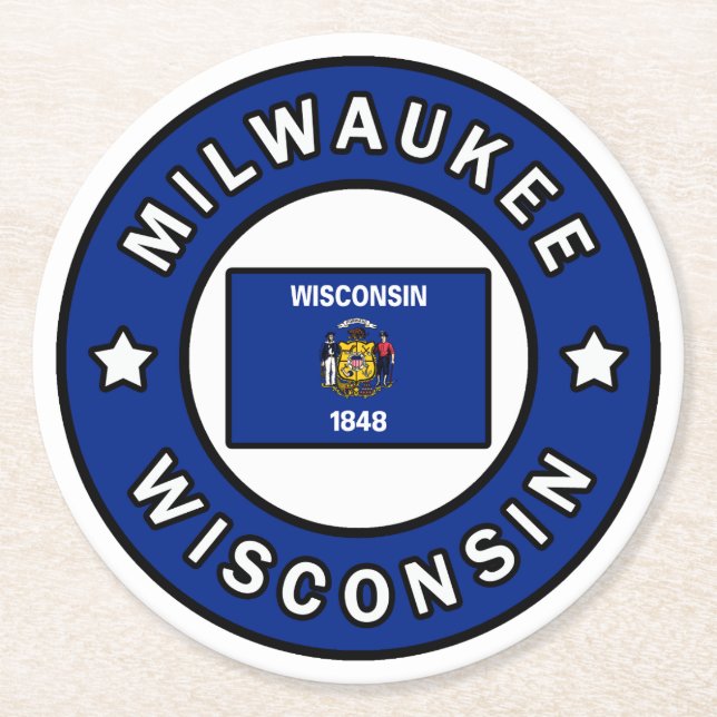 Milwaukee Wisconsin Round Paper Coaster (Front)