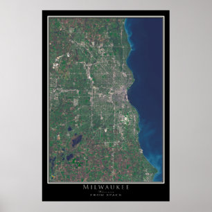 Milwaukee Wisconsin Satellite Poster Map