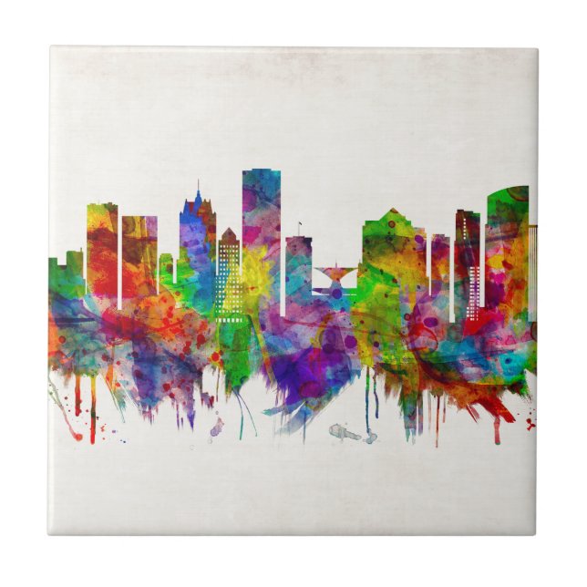 Milwaukee Wisconsin skyline Ceramic Tile (Front)