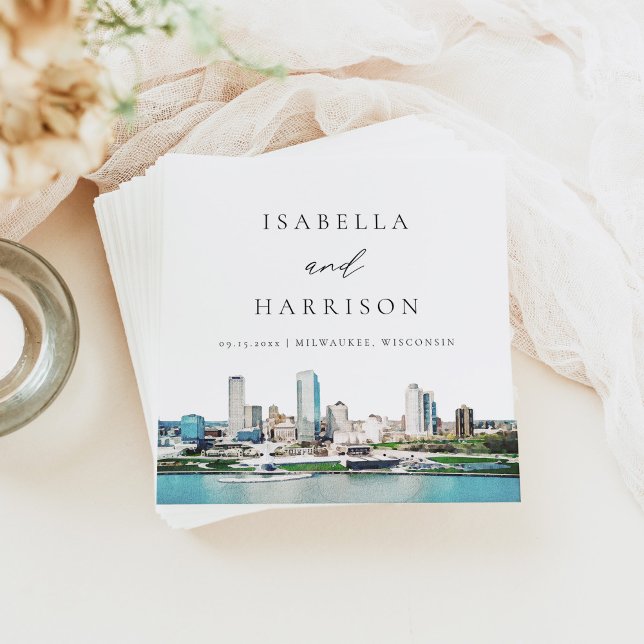 MILWAUKEE Wisconsin Skyline Destination Travel Napkin (Creator Uploaded)