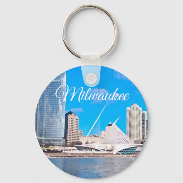 Milwaukee Wisconsin Skyline Key Ring (Front)