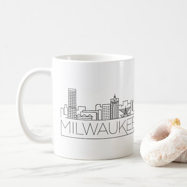 Milwaukee, Wisconsin Stylised Skyline Coffee Mug (With Donut)