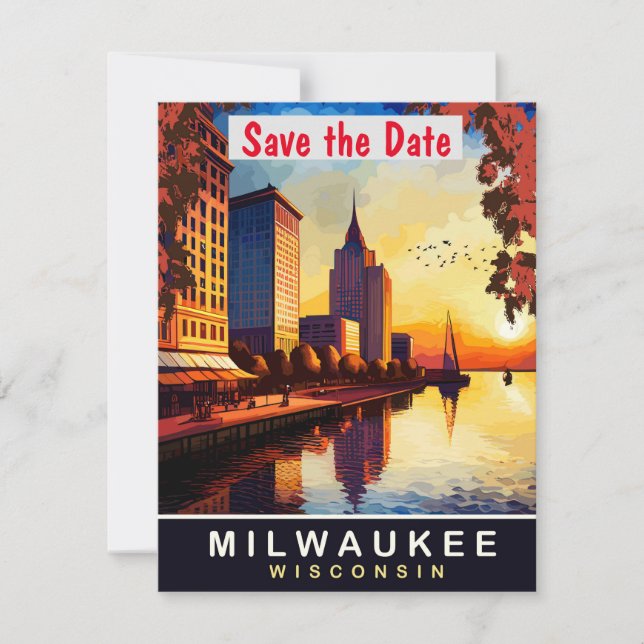 Milwaukee, Wisconsin, Travel Postcard,  Save The Date (Front)