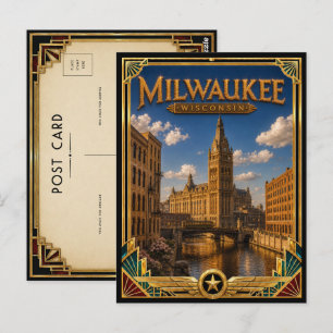 Milwaukee Wisconsin Vintage Art Deco Golden Age Postcard