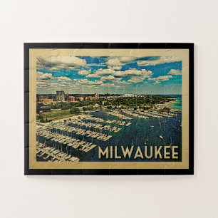 Milwaukee Wisconsin Vintage Travel Jigsaw Puzzle