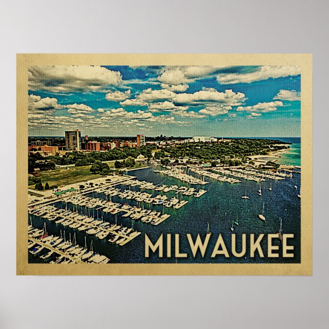 Milwaukee Wisconsin Vintage Travel Poster (Front)