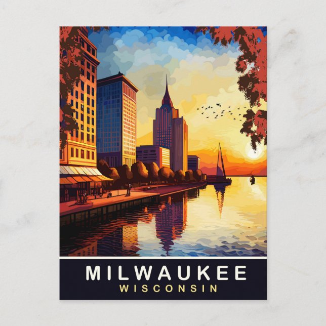 Milwaukee, Wisvonsin, City Waterfront, Travel  Postcard (Front)