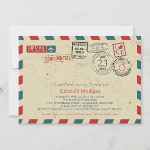 Milwaukee World Traveller Airmail Bridal Shower Invitation