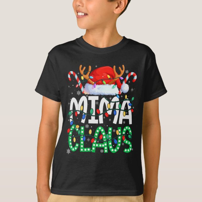 Mima Claus Christmas Lights Pajama Family Matching T-Shirt (Front)