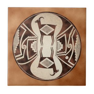 Mimbres Mirrored Sheep Ceramic Tile