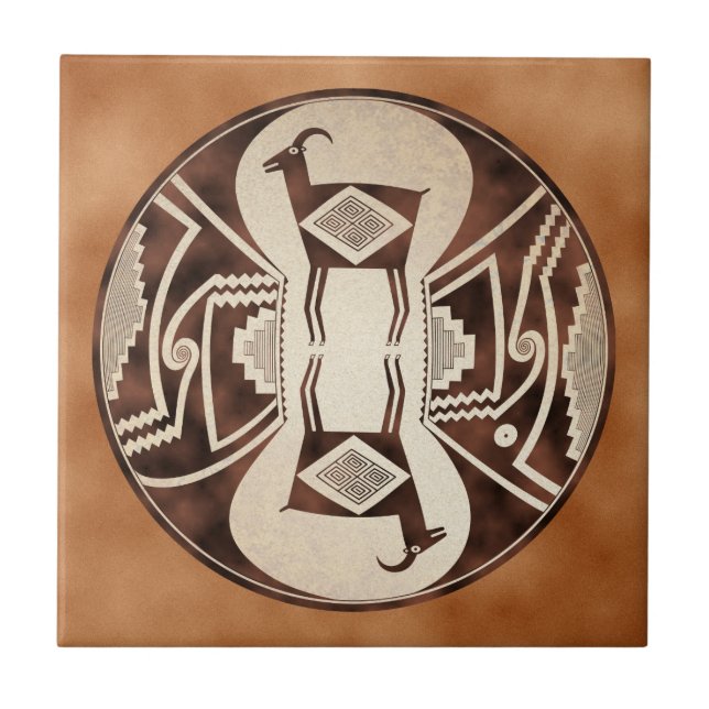Mimbres Mirrored Sheep Ceramic Tile (Front)