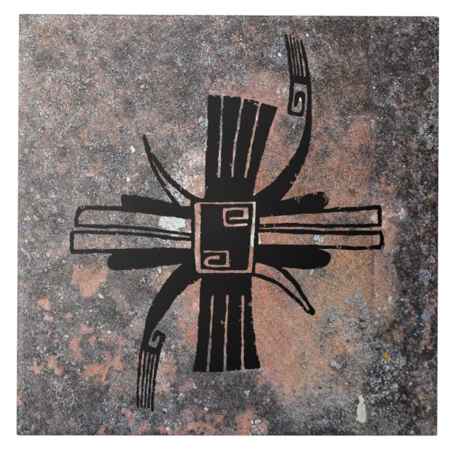Mimbres Pottery Design Ceramic Tile (Front)