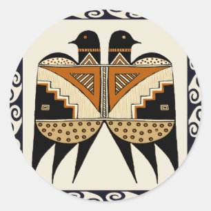 Mimbres Twin Birds Classic Round Sticker