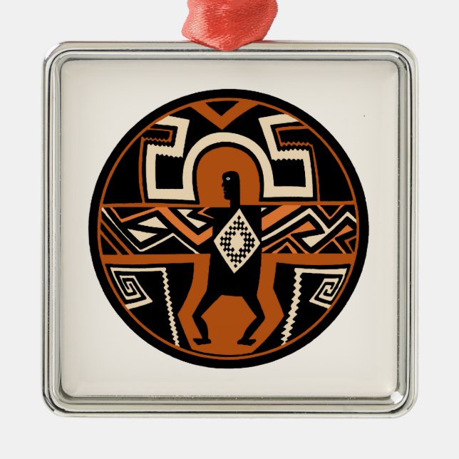 Mimbres Warrior Metal Ornament (Front)