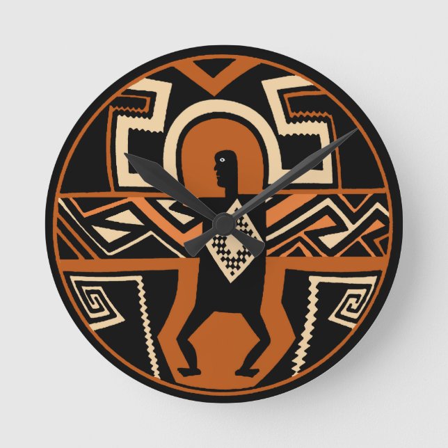 Mimbres Warrior Round Clock (Front)