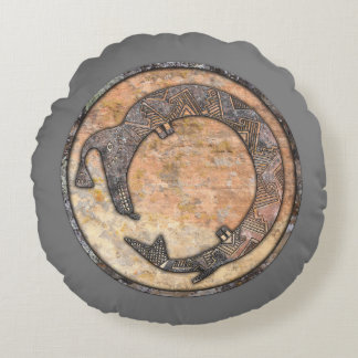 Mimbres Water Serpent Talking Canyons, New Mexico Round Cushion