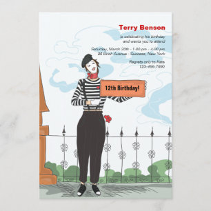 Mime Adore Birthday Party Invitation