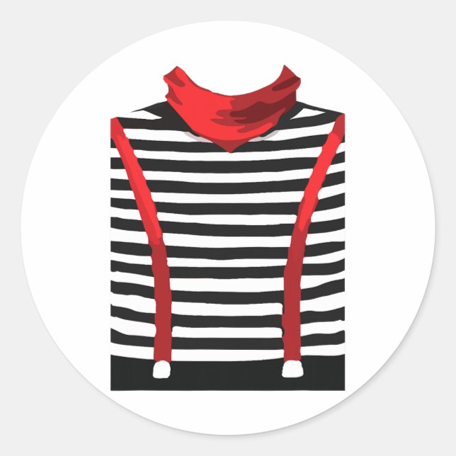 Mime Artist Performer Arts Halloween Costume Cospl Classic Round Sticker (Front)