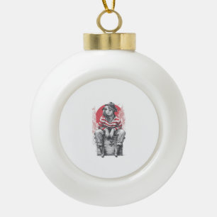 Mime Mastiff � Silent Funny Dog Ceramic Ball Christmas Ornament