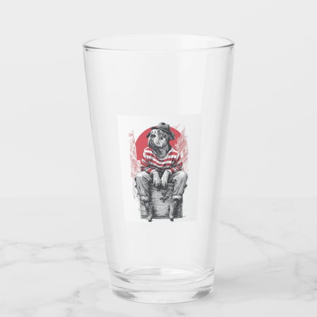 Mime Mastiff � Silent Funny Dog Glass (Front)