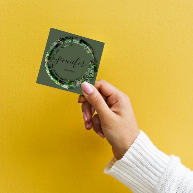 Mimetic Camouflage Military Fashion Woodland Square Business Card (Mimetic Camouflage Military Fashion Woodland Square Business Card)