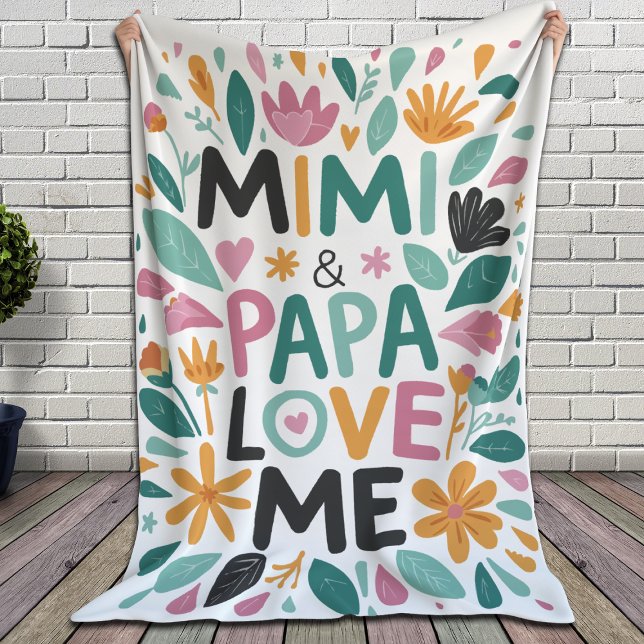 Mimi and Papa Love Me Fleece Blanket (Creator Uploaded)