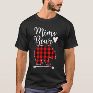 Mimi Bear Black Red Plaid Bear Grandma Gift T-Shirt
