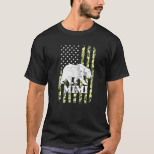 Mimi Bear Camping Hiking Camouflage Usa American F T-Shirt