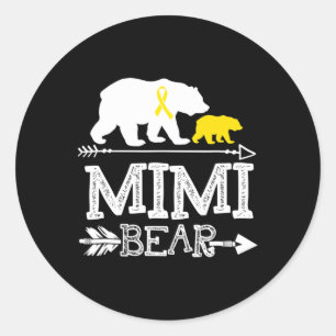 Mimi Bear Childhood Cancer Awareness Mimi Of A War Classic Round Sticker