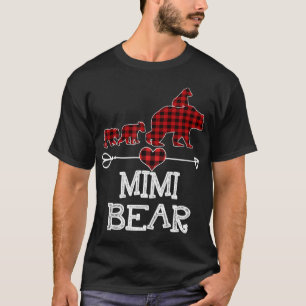 Mimi Bear Christmas Pajama Red Plaid Buffalo Famil T-Shirt
