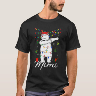 Mimi Bear Dabbing Lights Santa Christms Family Xm T-Shirt