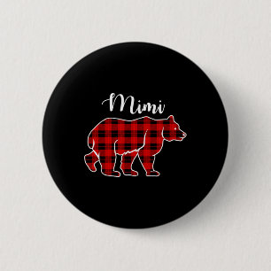 Mimi Bear Red Plaid Christmas Costume Matching Fam 6 Cm Round Badge