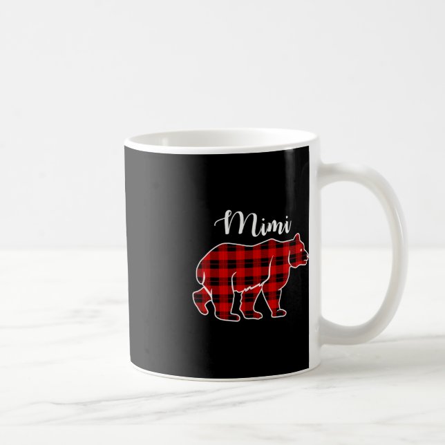 Mimi Bear Red Plaid Christmas Costume Matching Fam Coffee Mug (Right)