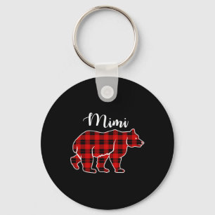 Mimi Bear Red Plaid Christmas Costume Matching Fam Key Ring